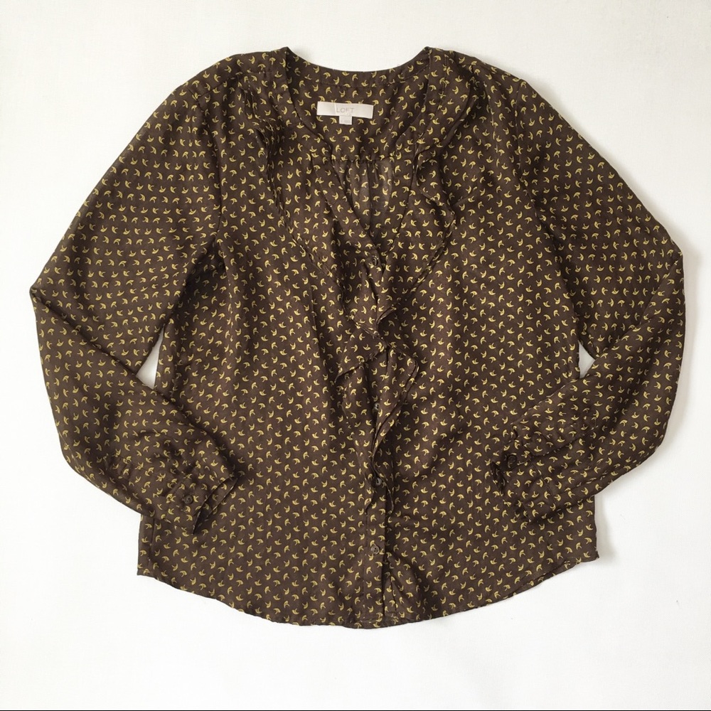 Loft ruffle top blouse shirt size L - Picture 1 of 4